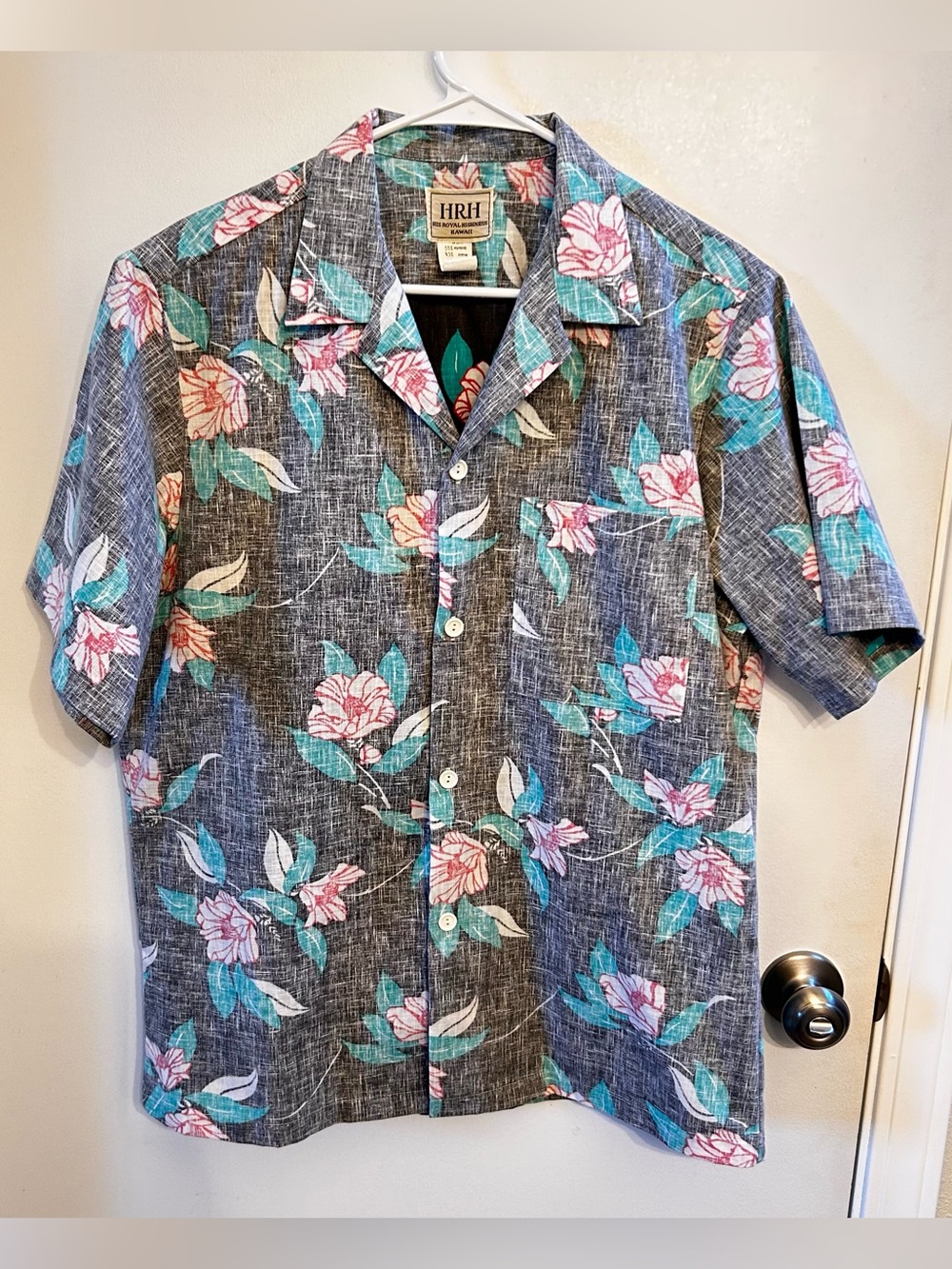 HRH Hawaiian Shirt Vintage Reverse Print Men’s Size Large His Royal Highness